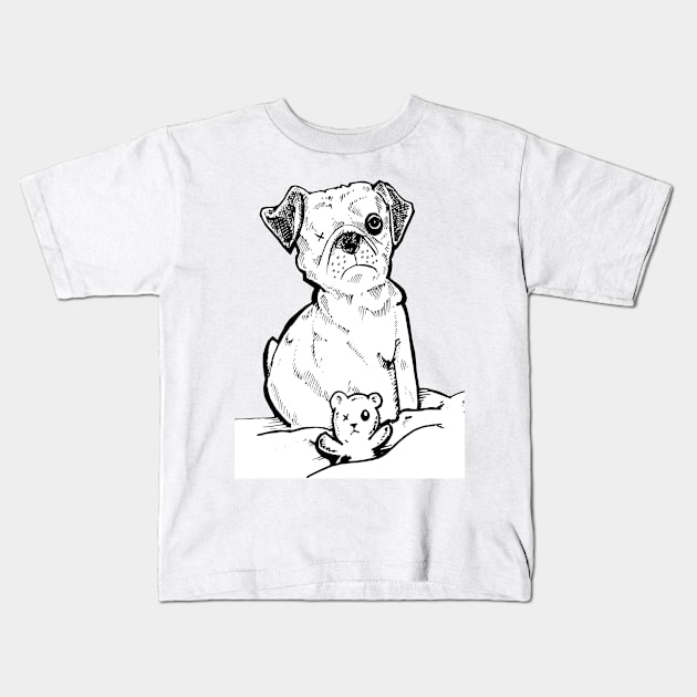 One Eyed Pug dog and his best friend Kids T-Shirt by silentrob668